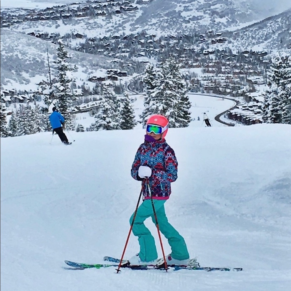 OBERMEYER GIRLS WARM FLEECE LINED SKI PANTS 10-12 ADJUSTABLE WAIST